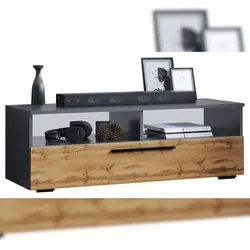 Ebuy24 ArilaXL TV Tisch 1 Klaptür 2 Ablagen anthrazit, Eiche dekor.
