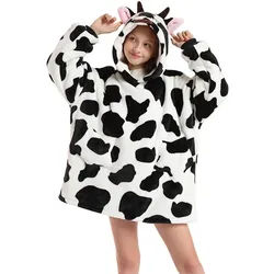XDeer Kapuzenpullover Kinder Blanket,Hoodie Kinder Unisex Übergroße Kapuzenpullover Blanket Hoodie Sweatshirt Weich Warm TV-Decke schwarz