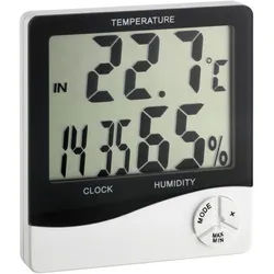 TFA Dostmann Raumthermometer Digitales Thermo-Hygrometer mit Uhr 30.5031