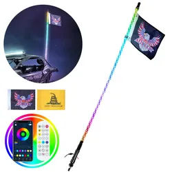 VEVOR 1 Stück 4 Fuß Peitschenlicht, APP- und RF-Fernbedienung, LED-Peitschenlicht, Wasserdichte 360°-Spiral-RGB-Peitschen mit Beleuchtung & 2 Flaggen, für UTVs, ATVs, Motorräder, RZR, Can-Am