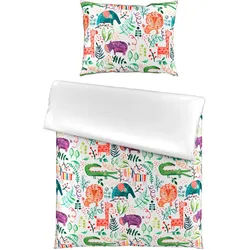 Ben'n'jen Kinderbettwäsche , Multicolor , Textil , Animalprint , 140x200 cm , Textiles Vertrauen - Oeko-Tex® , atmungsaktiv, saugfähig, weiche und anschmiegsame Oberfläche, edel glänzend, dicht gewebtes Garn , Heimtextilien, Bettwäsche & Leintücher, Kinderbettwäsche