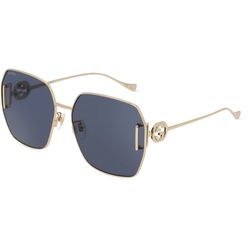 Gucci GG1207SA Damen-Sonnenbrille Vollrand Achteckig Metall-Gestell, Gold