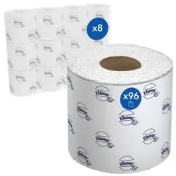Kleenex® Toilettenpapierrollen, 250 Stück, 2-lagig, Wasserlösliches Papier aus ökologischer und ökonomischer Herstellung, 1 Paket = 96 Rollen à 250 Blatt