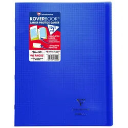 Clairefontaine 10x Koverbook, Heft 24x32 cm, 48 Blatt 90g,kariert 5/5 mit Rand, Einband aus transparentem Polypropylen - Marineblau 981622C