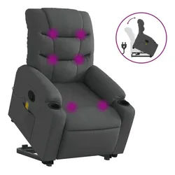 vidaXL Massagesessel, Relaxsessel mit Aufstehhilfe Dunkelgrau Stoff
