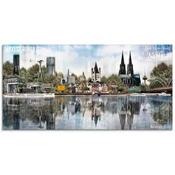 Artland Glasbild »Köln Skyline Abstrakte Collage 20«, Deutschland, (1 St.), in verschiedenen Größen Artland blau