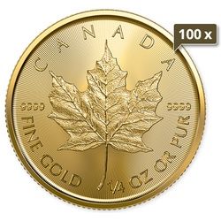 100 x 1/4 Unze Gold Maple Leaf 2024