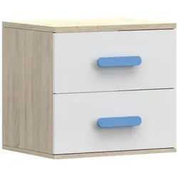 Deine Möbel 24 Kinder-Nachttisch Inge 22 55/50/44 cm Weiß+Sonoma/Blau , Weiß, Sonoma Eiche, Blau , Holzwerkstoff , 55x50x44 cm , Babymöbel & Kindermöbel, Babyzimmer, Babyregale & Kinderregale