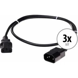 Pronomic IECIEC-0,5 Kaltgeräte Verlängerung Netzkabel 0,5m 3x Set