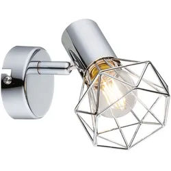 GLOBO LIGHTING Wandleuchte, Leuchtmittel nicht inklusive, Wand Strahler Leuchte Chrom Wohn Arbeits Zimmer Käfig Spot Lampe silberfarben