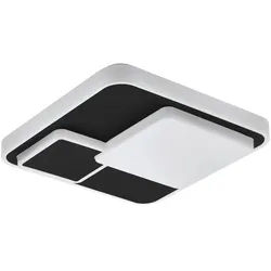 Eglo Deckenleuchte , Schwarz, Weiß , Metall, Kunststoff , quadratisch , 38.5x7.5x38.5 cm , Lampen & Leuchten, Innenbeleuchtung, Deckenleuchten, Deckenleuchten