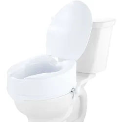 VEVOR Toilettensitzerhöhung Toilettenerhöhung 136 kg belastbar mit Toilettensitz & Doppelknopf, für Senioren Behinderte Patienten Schwangere Mediziner Weiß Universal Toilettensitzerhöhung