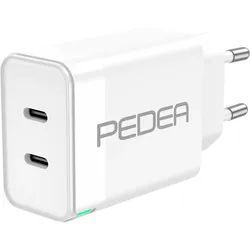 PEDEA 40W USB-C PD Schnellladegerät - 2-Ports Mehrfach Handy-Ladegerät mit USB-C, weiß