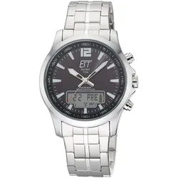 ETT Eco Tech Time EGA-11715-21M Funk-Solar Herrenuhr Professional Worldtimer Schwarz