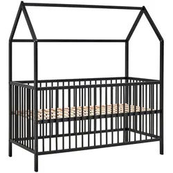My Baby Lou Gitterbett , Schwarz , Holz , Buche , vollmassiv , 75x161x144 cm , höhenverstellbar, Sprossen mit Normabstand, zum Sitzsofa umbaubar, Aufbauanleitung im Karton, Lattenrost inklusive, Schlupfsprossen , Babymöbel & Kindermöbel, Babyzimmer, Babybetten