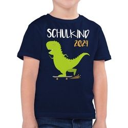 Shirtracer T-Shirt Schulkind 2024 - Dino mit Skateboard (1-tlg) Einschulung Junge Schulanfang Geschenke blau 104 (3/4 Jahre)