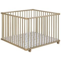 Geuther Laufgitter Robustes Laufgitter 97,5x97,5cm - Sicherer Babylaufstall (Geuther Laufgitter-Set), Laufgitter: Verstellbare Bodenmatte, Rollen beige