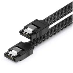 deleyCON deleyCON 60cm SATA 3 Kabel Nylon 6Gbit/s HDD SSD 2 S-ATA L-Stecker Computer-Kabel