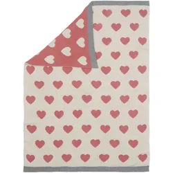 Patinio Schmusedecke , Naturfarben, Pink , Textil , Herz , 80x100 cm , Oeko-Tex® Made IN Green , pflegeleicht , Schlafen, Kuscheln & Schlafen, Schmusedecken