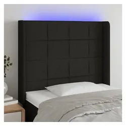vidaXL Bett, LED Kopfteil Schwarz 83x16x118/128 cm Stoff