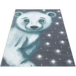 Xxxl Kinderteppich , Blau , Textil , Bär , rechteckig , 80x150 cm , Oeko-Tex® Standard 100 , für Fußbodenheizung geeignet, schmutzabweisend, für Hausstauballergiker geeignet, lichtunempfindlich, antistatisch, pflegeleicht, strapazierfähig, leicht zusammenrollbar , Teppiche und Böden, Teppiche, Kinderteppiche