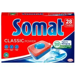 Somat Classic Tabs, Power Geschirr-Spülmaschinentabs, Tablettenförmiger Geschirr-Reiniger für die tägliche Reinigung, 1 Packung = 28 Tabs