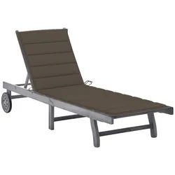 vidaXL Gartenliege 200 x 63 x 85 cm Gartenliege Sonnenliege Rollliege mit Auflage taupe R grau