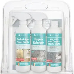 HOTREGA Bad-Pflegeset "Naturstein", Bad-Pflegeset (Bad- und Fugenreiniger, Fleckschutz), 3 x 500 ml - Flasche