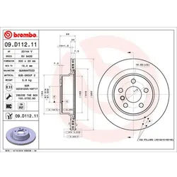 Bremsscheibe BREMBO 09.D112.11, hinten, belüftet, hochkarbonisiert, 1 Stück