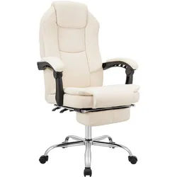 CLP Chefsessel Lederlook Creme , Metall , 67x114x64 cm , Büromöbel, Bürostühle, Chefsessel