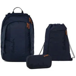 Satch Schulranzen Schulrucksack-Set AIR Nordic Blue 3-teilig, Kollektion 2025 (3-teilig), Schulranzen, ergonomisch, Laptop-Fach, Your-Size-System blau
