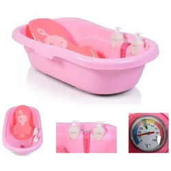 Moni Babybadewanne Babybadewanne Santorini, Zubehör 90 cm, Thermometer Shampoospender ab Geburt rosa