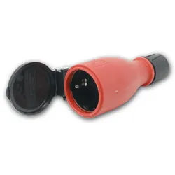 Maxtrack Schuko-Stecker Schutzkontakt-Kupplung IP54 schwarz/rot 250V/16A