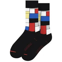 MuseARTa Unisex Socken Piet Mondrian - Komposition mit Rot, Blau, Gelb - BLACK - 40-46