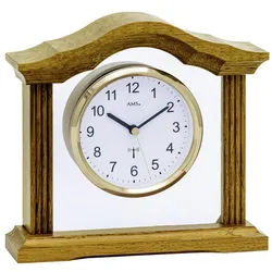 AMS Funktischuhr Massivholzgehäuse in 3 Varianten Serie 5139, ideal auch als Geschenk braun