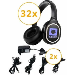 Beatfoxx SDH-340/32 Silent Disco V2 Kopfhörer Set + 2 Ladegeräte