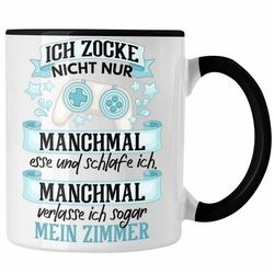 Trendation Tasse Trendation - Zocker Video Gamer Tasse Geschenk Games PC Lustige Gaming Kaffeetasse Spruch Geschenk Jungs Gaming schwarz