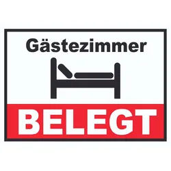 HB-Druck Hinweisschild Gästezimmer BELEGT Schild Zimmer BELEGT, wetterfest, stabil, UV-beständig, kratzfest DIN-A4 210x297mm selbstklebend