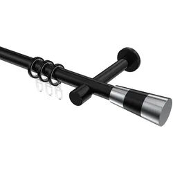 GARDINENSTANGE Prestige Tanara 320 cm (geteilt in 2 x 160 cm), 1-läufig, 20 mm Ø Schwarz
