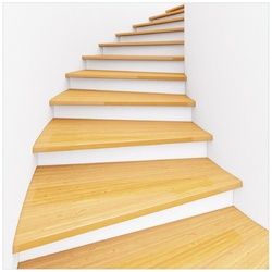 Wallario Memoboard Wendeltreppe aus hellem Holz braun 50 cm x 50 cm