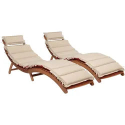 MERXX Gartenliege Havanna, 2 Liegen, inkl. Wendeauflagen, Eukalyptusholz, klappbar, FSC® Mix braun