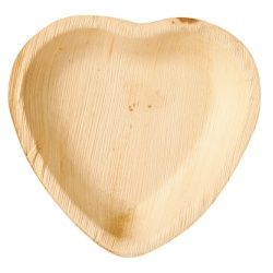 Papstar Pure Teller Palmblatt, Herz, Stabiles Einweg-Geschirr aus Palmblatt, 1 Packung = 25 Stück, 15,5 x 3 cm