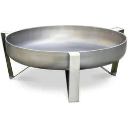 Feuerschale , Edelstahlfarben , Metall , 66.5x25x67.5 cm , Grüner Punkt, Made in Europe, Handmade in Europe , abnehmbare Standfüße , Gartenmöbel, Feuerschalen & Feuerkörbe