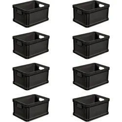 Transportbehälter KEEEPER "Transportbox robert, 8er Set, 20 L, 40 x 30 x 22 cm", graphit grau, B:30cm H:22cm L:40cm, Kunststoff, Transportboxen, säure- und laugenbeständig, 30 kg Tragkraft