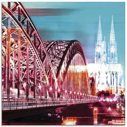 Artland Glasbild »Köln Skyline Abstrakte Collage 13«, Brücken, (1 St.), in verschiedenen Größen Artland blau