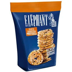 ELEPHANT Knabberei, Alka Elephant Baked Squeezed Pretzels Black and White Sesam 80g