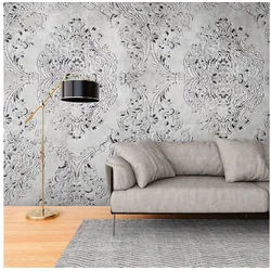 living walls Fototapete Fototapete Relief mit Ornamenten in Grau 1,59x2,80 m