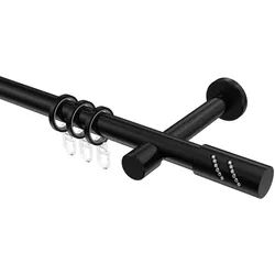 GARDINENSTANGE Prestige Zoena 260 cm (geteilt in 2 x 130 cm), 1-läufig, 20 mm Ø Schwarz