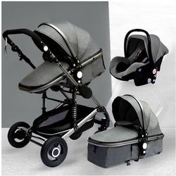 TPFLiving Kombi-Kinderwagen 3in1 Set - Modell 2 Stoff - Blau