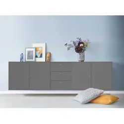 Hammel Furniture Sideboard Mistral, Hochwertig Schrank, hängend/stehend montierbar, mit Türen und Schubladen, B: 220 cm, anpassungsbar Designmöbel grau